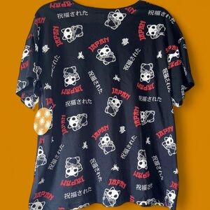 JAPAN CAT MASK Black Tee Made in India sz XL Good Condition